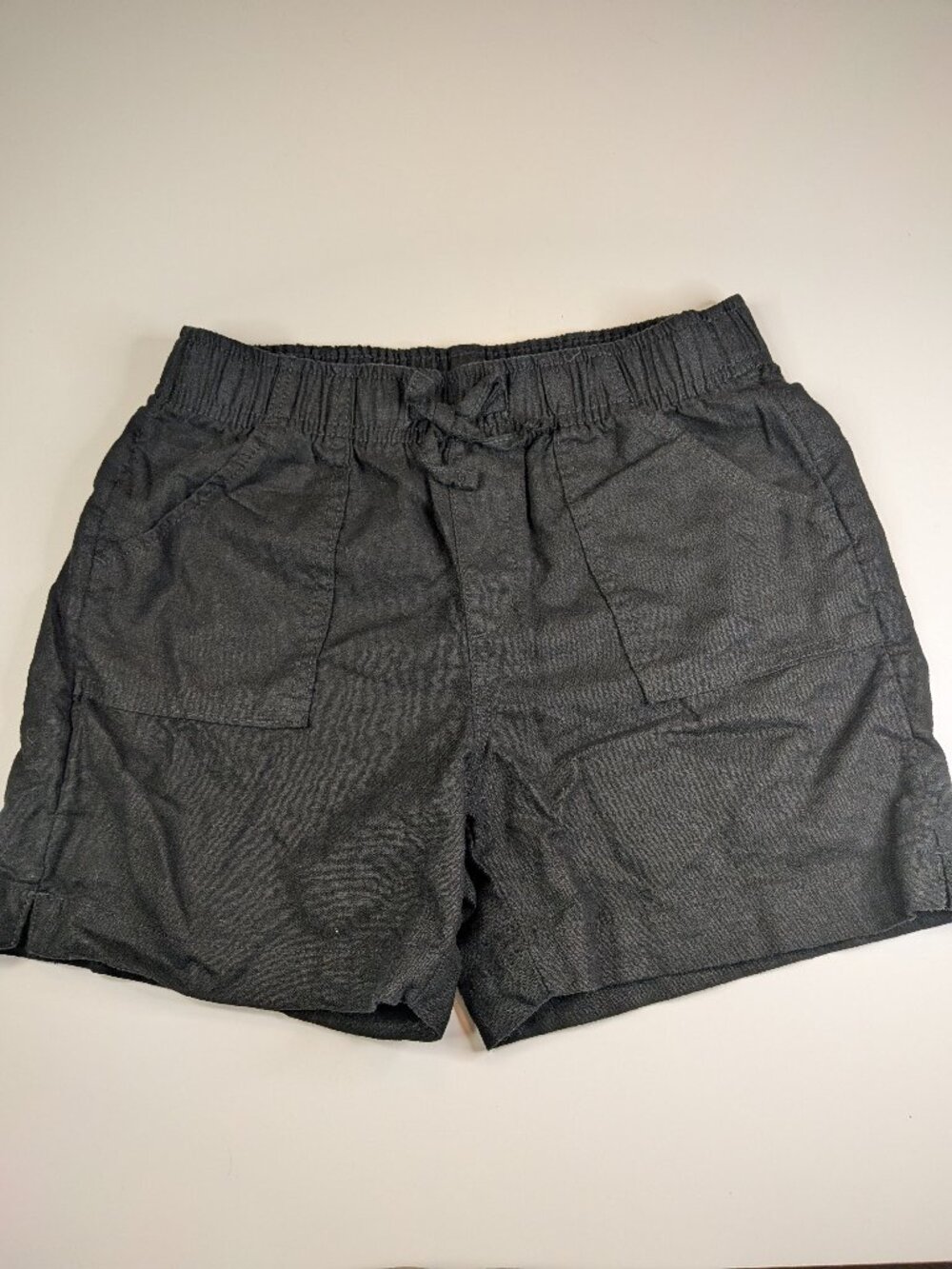 Member's Mark Pull On Linen Blend Shorts Black Girls 10/12 Elastic Waist